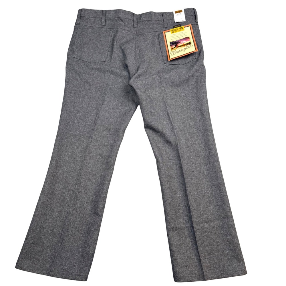 Wrangler Wrancher Dress Jeans Mens 42x29 Gray Bootcut Polyester Trousers 82HG